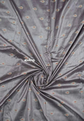Greyish purple - Unisex Banarasi Silk Cotton thilagam buttas Fabric – For Men's Kurta, Blouse, Kurti, A-Line Frocks